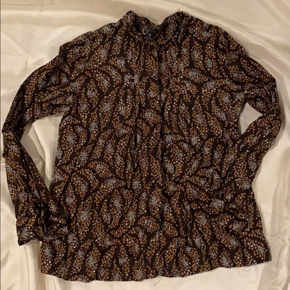 90s Zara Fine Art Floral Blouse Button Down Back